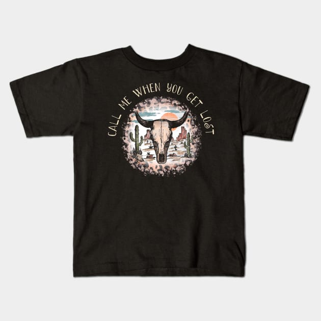 Call Me When You Get Lost Leopards Westerns Skull Kids T-Shirt by Beetle Golf